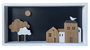 DKD Home Decor Decoración de Pared de Madera Casitas Blanco y Marrón