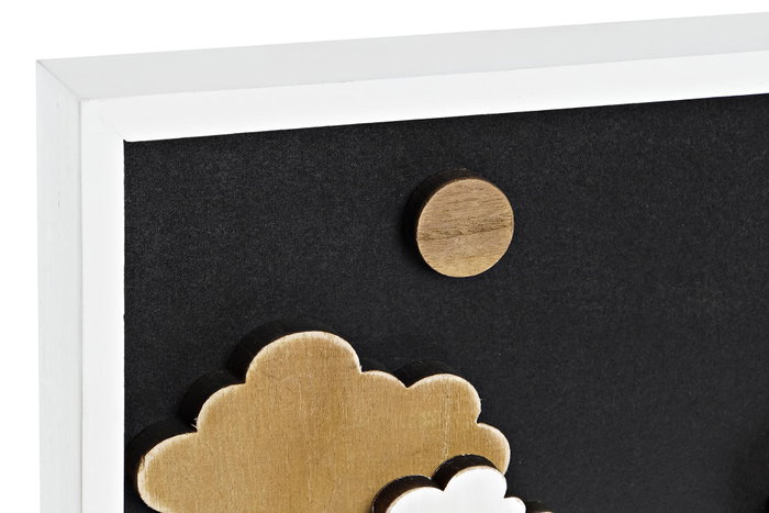 DKD Home Decor Decoración de Pared de Madera Casitas Blanco y Marrón
