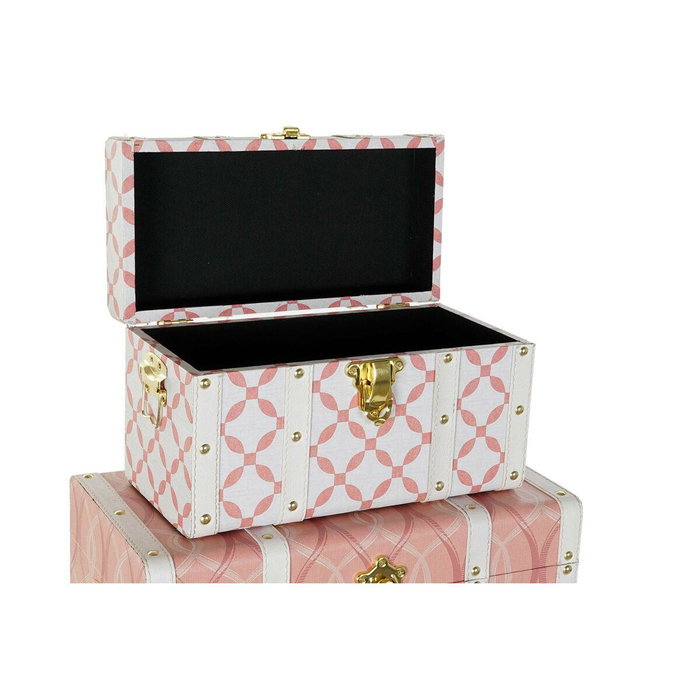 DKD Home Decor Baúl Sixties estilo Vintage, Cofre de Almacenamiento de MDF y PU, Naranja y Blanco, 60x35x41 cm - Set de 4 Unidades