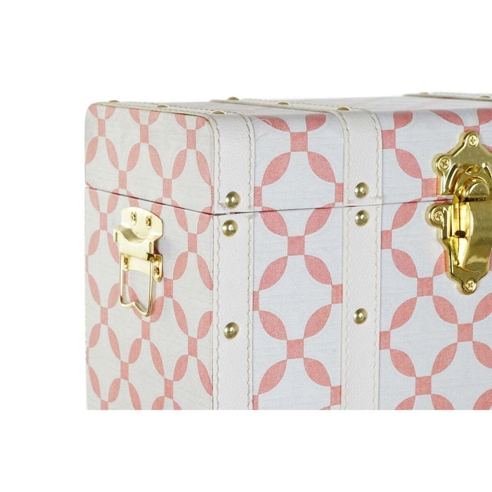 DKD Home Decor Baúl Sixties estilo Vintage, Cofre de Almacenamiento de MDF y PU, Naranja y Blanco, 60x35x41 cm - Set de 4 Unidades