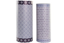 DKD Home Decor Paraguero Sixties Naranja Blanco 23 x 54.5 x 23 cm Set de 2