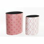 DKD Home Decor Set de 2 Papeleras Lienzo y Madera Naranja 33x24,5x35,3 cm