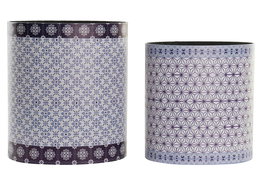 DKD Home Decor Papelera Set de 2 Naranja Blanco 24.5 x 35.3 x 33 cm