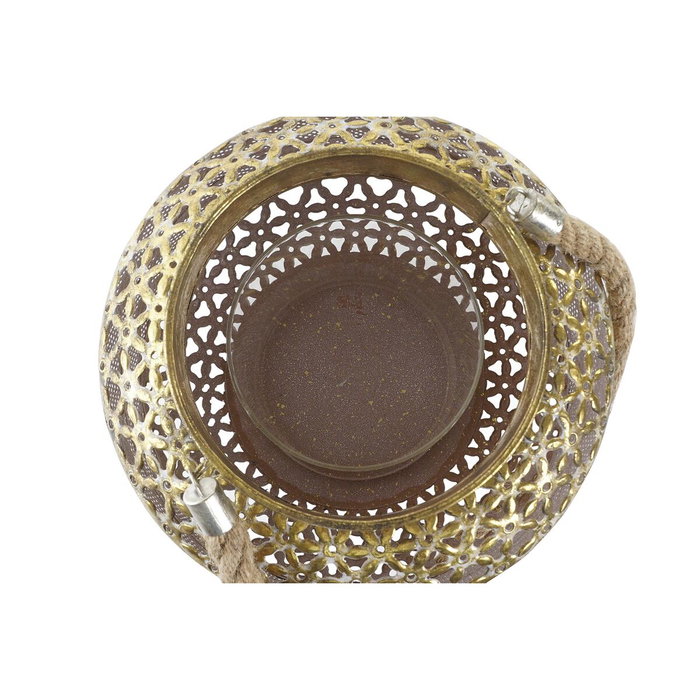 DKD Home Decor Portavelas Metal y Cristal GANSE Acabado Envejecido Dorado