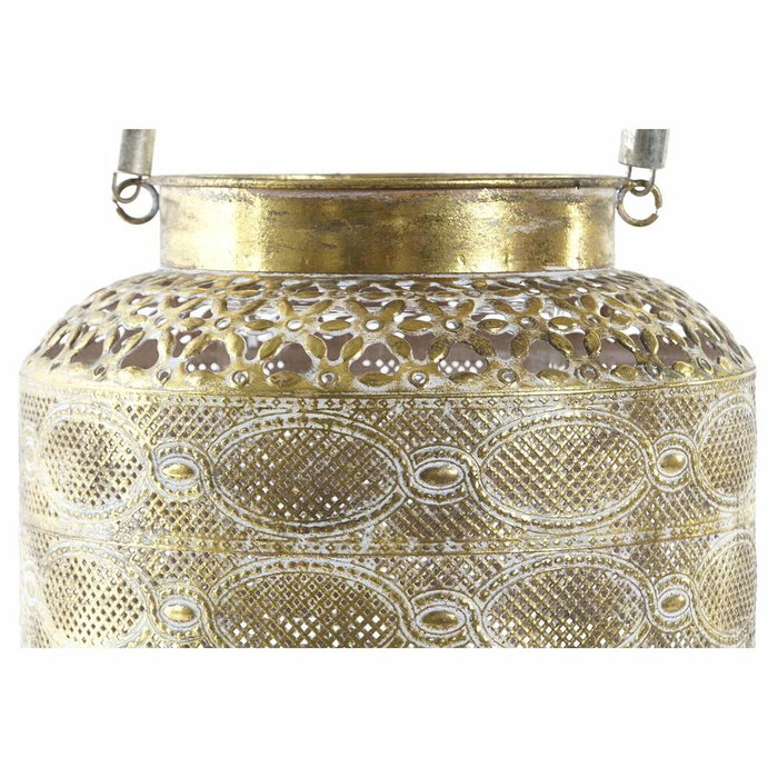 DKD Home Decor Portavelas Metal y Cristal GANSE Acabado Envejecido Dorado