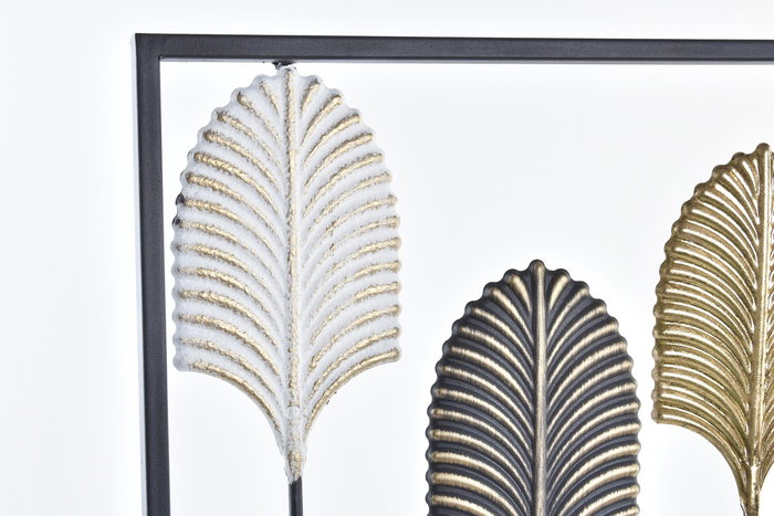 DKD Home Decor 2 x 90 x 35 cm Hojas Decoracion Pared Moderno Negro Multicolor