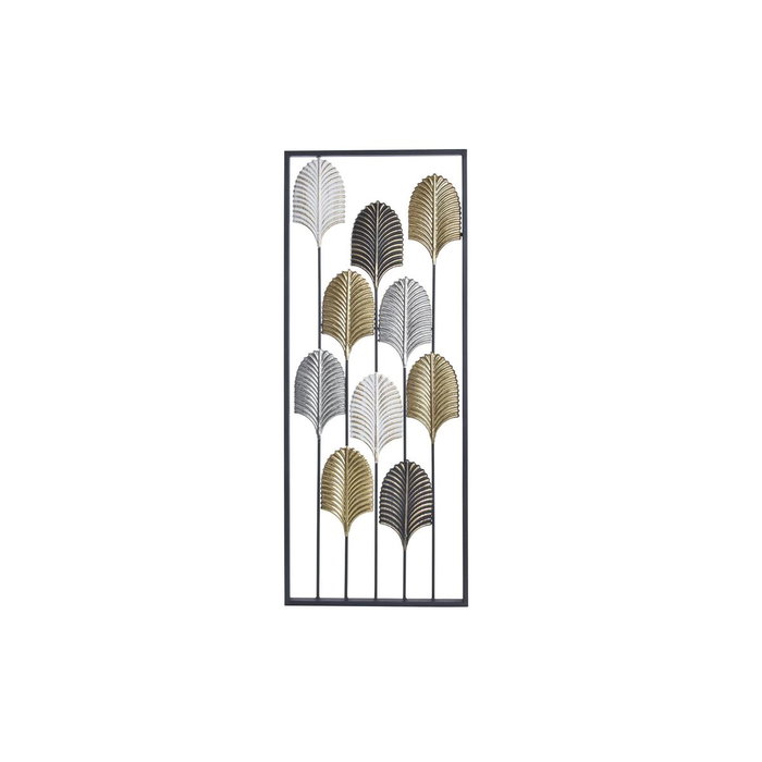 DKD Home Decor Decoración de Pared de Metal con Diseño de Hojas Negro