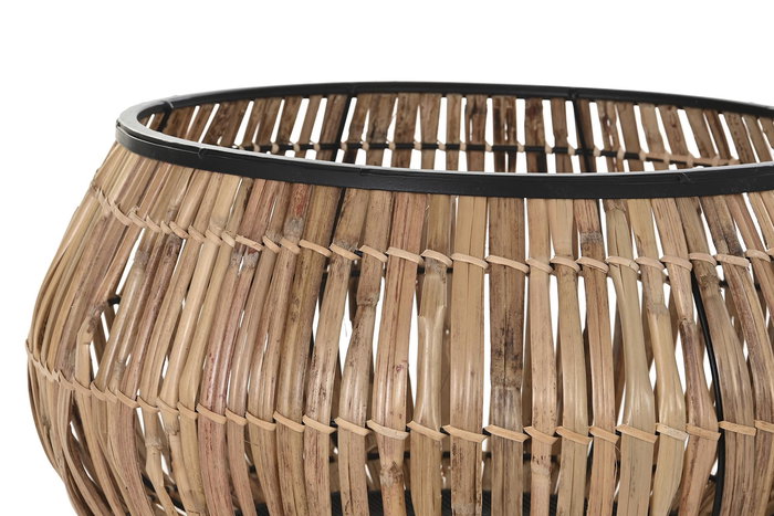 DKD Home Decor Macetero Balines Natural Negro Ratan y Metal 50 x 25.4 x 50 cm Set de 2 DKD Home Decor Macetero Balines Natural Negro Ratan y Metal 50 x 25.4 x 50 cm Set de 2