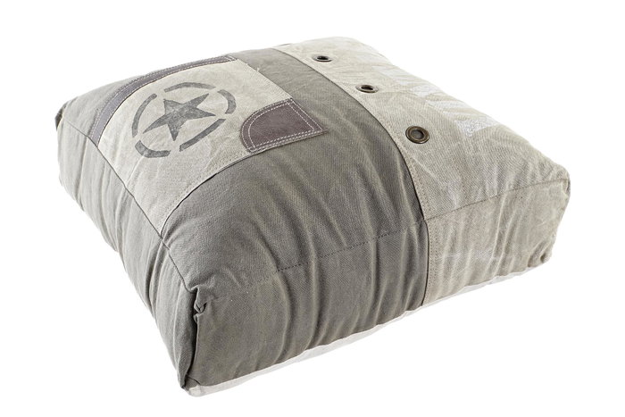 DKD Home Decor Cojín de Suelo Algodón y Piel 50x14x50 Star Envejecido