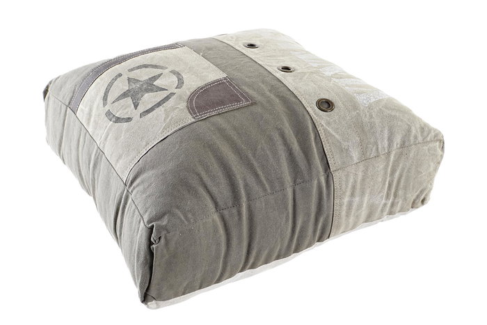 DKD Home Decor Vintage 1993 Cojin Suelo 50 x 14 x 50 cm Algodon Piel Marron Beige