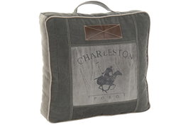 DKD Home Decor Vintage 1993 Cojin Suelo 50 x 14 x 50 cm Algodon Piel Marron Beige