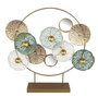 DKD Home Decor Decoración de Metal y Espejo Nenúfar Dorado y Verde Menta
