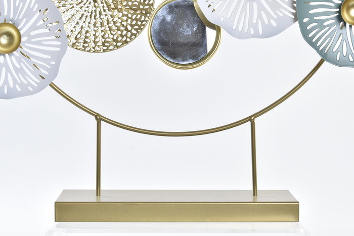 DKD Home Decor Decoracion Oriental Dorado Verde Menta Metal Espejo Nenufar 8 x 46 x 44 cm