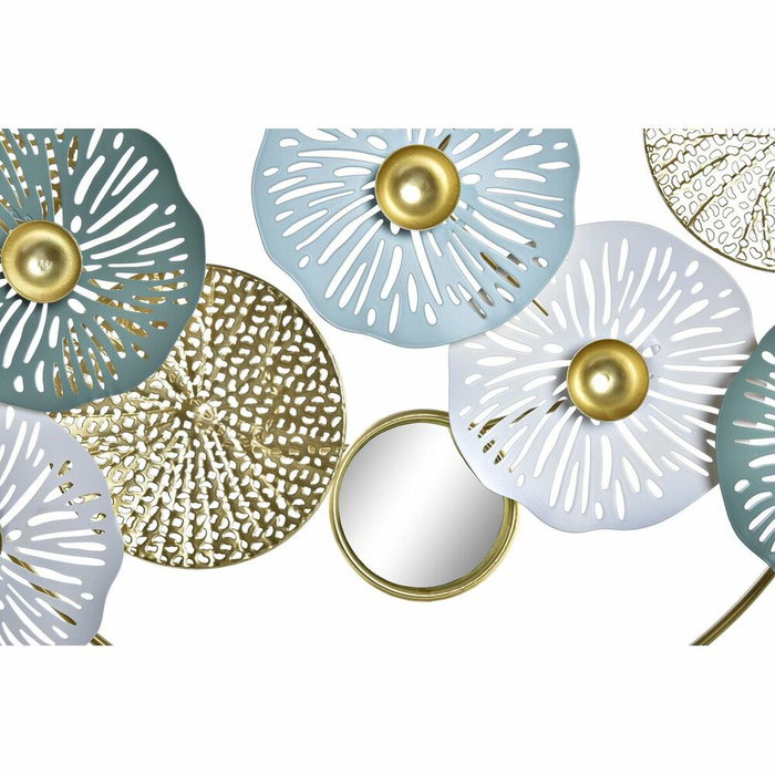 DKD Home Decor Decoración de Metal y Espejo Nenúfar Dorado y Verde Menta DKD Home Decor Decoración de Metal y Espejo Nenúfar Dorado y Verde Menta