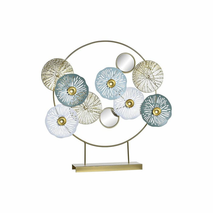 DKD Home Decor Decoración de Metal y Espejo Nenúfar Dorado y Verde Menta DKD Home Decor Decoración de Metal y Espejo Nenúfar Dorado y Verde Menta