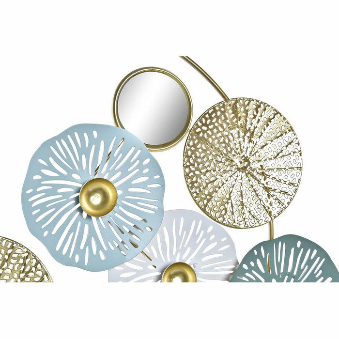 DKD Home Decor Decoración de Metal y Espejo Nenúfar Dorado y Verde Menta DKD Home Decor Decoración de Metal y Espejo Nenúfar Dorado y Verde Menta