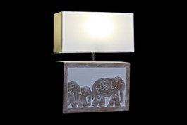 DKD Home Decor Lámpara Sobremesa Estilo Indio Marrón Blanco 12 x 41 x 33 cm