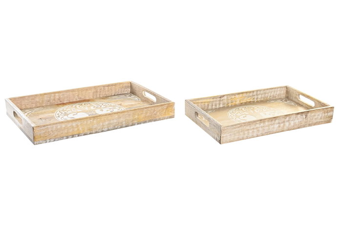DKD Home Decor Set de 2 Bandejas de Mango Árbol de la Vida 42,5x27,5x5 cm DKD Home Decor Set de 2 Bandejas de Mango Árbol de la Vida 42,5x27,5x5 cm