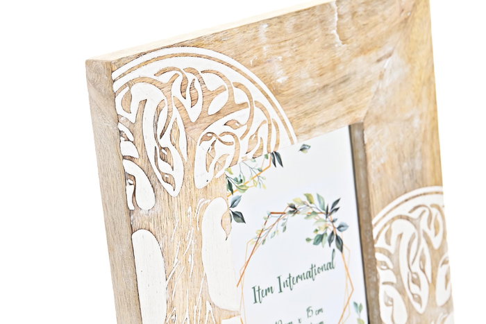 DKD Home Decor Marco Foto Hamsa India Mango Cristal 10x15 Marron Blanco 20 x 25.5 x 2 cm