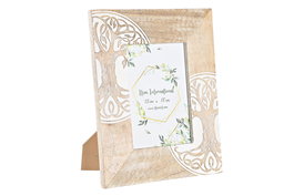 DKD Home Decor Marco de Foto Estilo Indio Hamsa 13x18 cm Marron Blanco con Mango y Cristal
