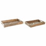 DKD Home Decor Set de 2 Bandejas de Mango Buda Decapé Marrón 43x27,5x7,5 cm