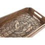 DKD Home Decor Set de 2 Bandejas de Mango Buda Decapé Marrón 43x27,5x7,5 cm