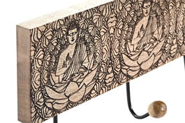 DKD Home Decor India8 Perchero Pared Oriental Buda Mango Metal Marron 6 x 18 x 38 cm