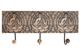 DKD Home Decor Perchero de Pared Buda con 3 Colgadores