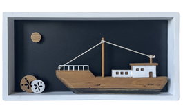 DKD Home Decor Decoración de Madera Barco Blanco