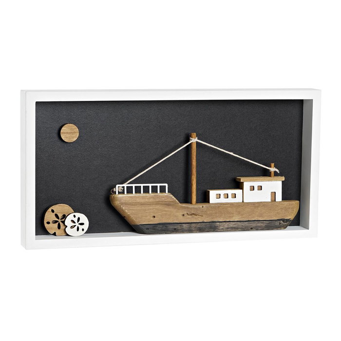 DKD Home Decor Decoración de Madera Barco Blanco