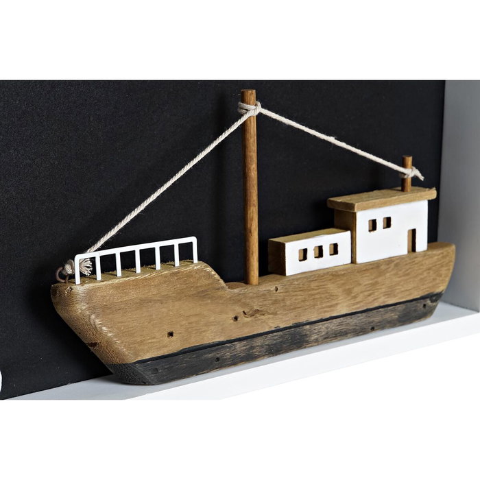 DKD Home Decor Decoración de Madera Barco Blanco