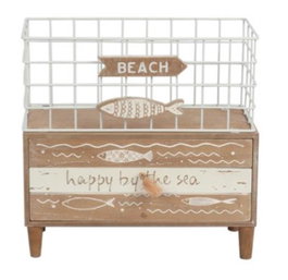 DKD Home Decor Joyero de Madera y Metal Pollença Marrón y Blanco