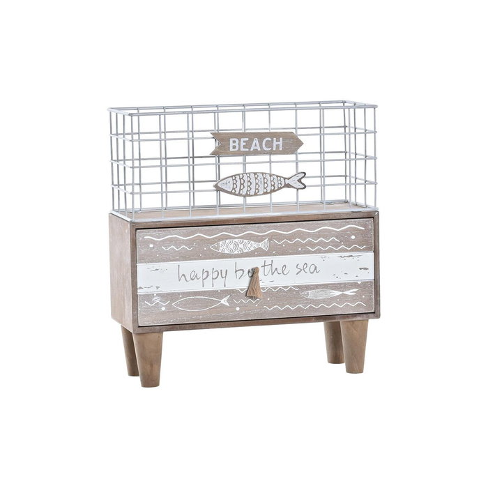 DKD Home Decor Joyero de Madera y Metal Pollença Marrón y Blanco