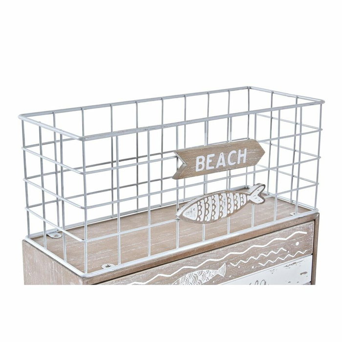 DKD Home Decor Joyero de Madera y Metal Pollença Marrón y Blanco