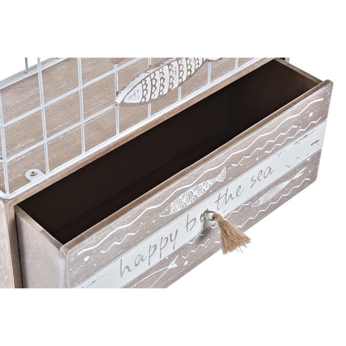 DKD Home Decor Joyero de Madera y Metal Pollença Marrón y Blanco