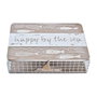 DKD Home Decor Caja de Madera y Metal con Diseño de Peces Marrón y Blanco