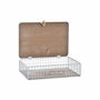 DKD Home Decor Caja de Madera y Metal con Diseño de Peces Marrón y Blanco