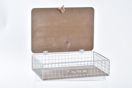 DKD Home Decor Caja Mediterraneo Pollença Madera Metal Marron Blanco 24 x 16 x 6 cm