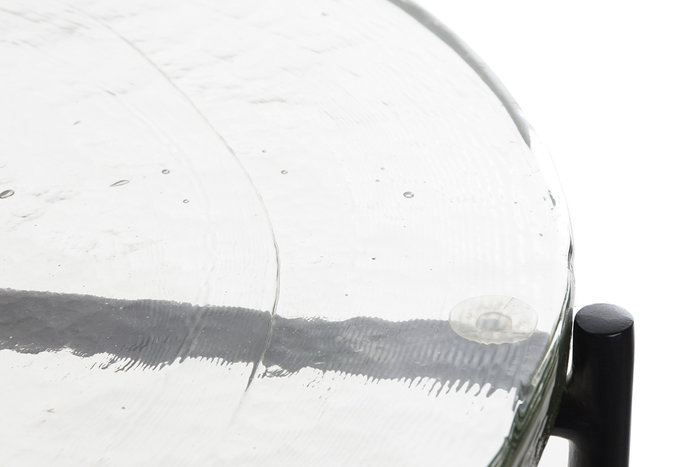 DKD Home Decor Mesita Auxiliar Moderno Negro Metal Cristal Doble 50 x 50 x 42 cm