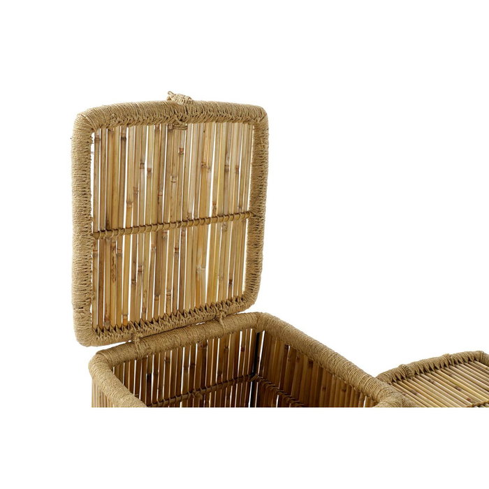 DKD Home Decor Set de 2 Cestas de Bambú y Cuerda Natural