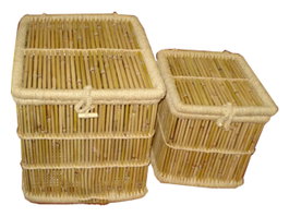 DKD Home Decor Set de 2 Cestas de Bambú y Cuerda Natural