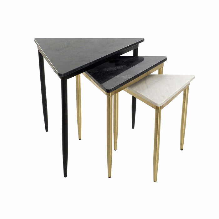 DKD Home Decor Set de 3 Mesas Auxiliares MESDA AUXI de Mármol