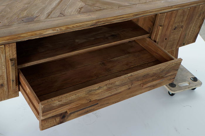 DKD Home Decor Mueble TV Estilo Alpino Natural Madera Reciclada 180x45x60 cm