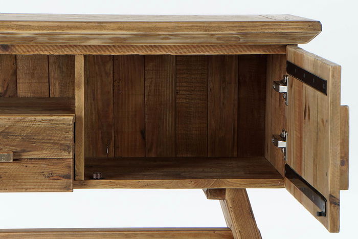 DKD Home Decor Mueble TV Estilo Alpino Natural Madera Reciclada 180x45x60 cm