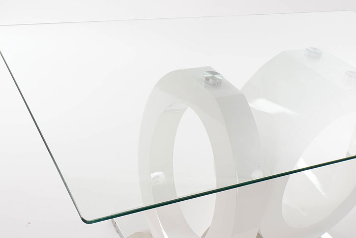 DKD Home Decor Mesa Comedor Blanco Transparente Cristal MDF 90 x 75 x 160 cm