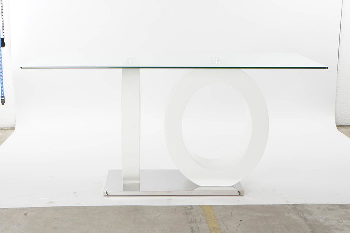 DKD Home Decor Mesa Comedor Blanco Transparente Cristal MDF 90 x 75 x 160 cm