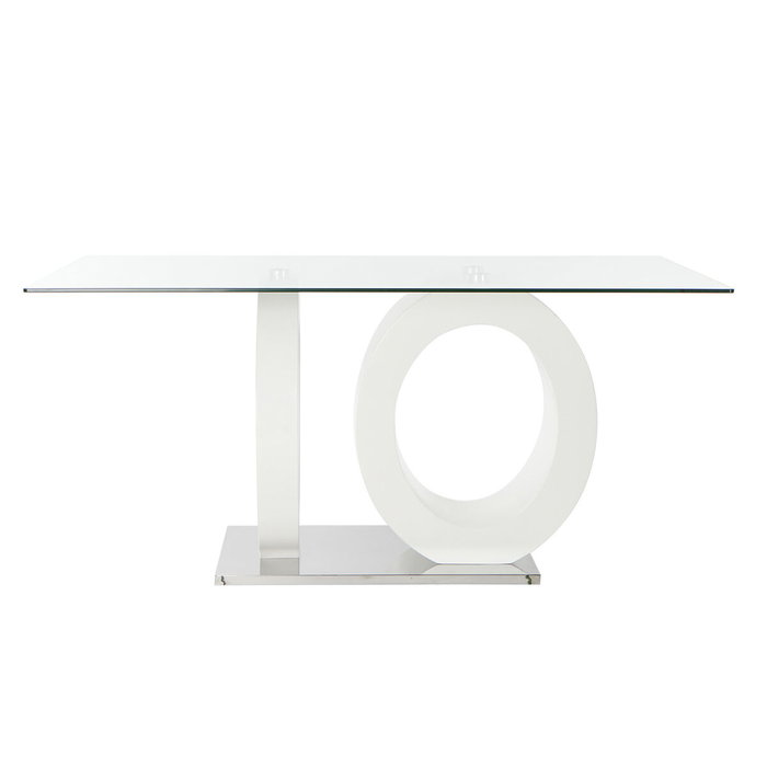 DKD Home Decor Mesa Comedor Blanco Transparente Cristal MDF 90 x 75 x 160 cm DKD Home Decor Mesa Comedor Blanco Transparente Cristal MDF 90 x 75 x 160 cm