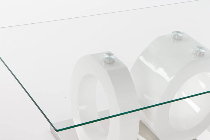 DKD Home Decor Mesa Centro Moderno Blanco Transparente Cristal y MDF 60 x 45 x 110 cm