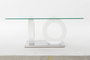 DKD Home Decor Mesa Centro Moderno Blanco Transparente Cristal y MDF 60 x 45 x 110 cm