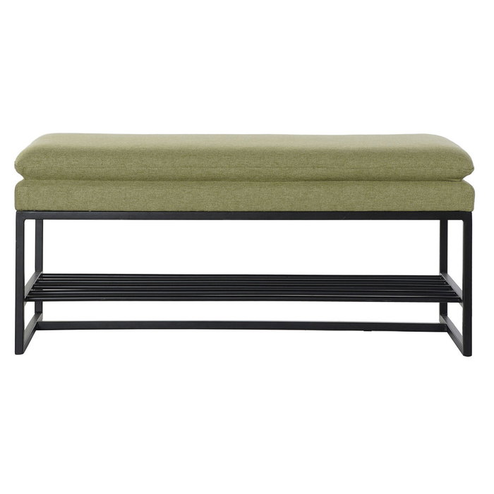Butaca Pie de Cama DKD Home Decor Negro Verde Poliéster Hierro (80 x 36 x 35 cm)
